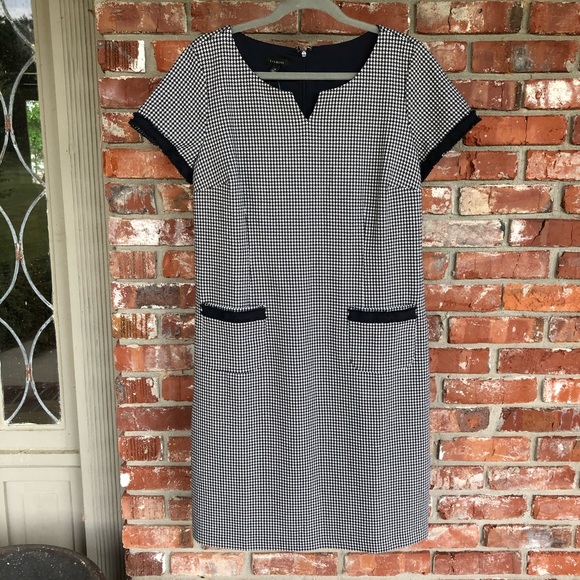 Talbots Dresses & Skirts - Talbots blue/white houndstooth pattern dress sz 14